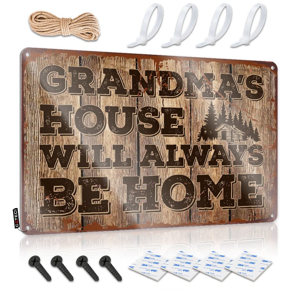IBWNBBUSN Home Bar Metal Signs Grandmas 'S House Will Always Be Home Tin Sign Tin Sign Decor Stuff For Your Room(30X40CM)