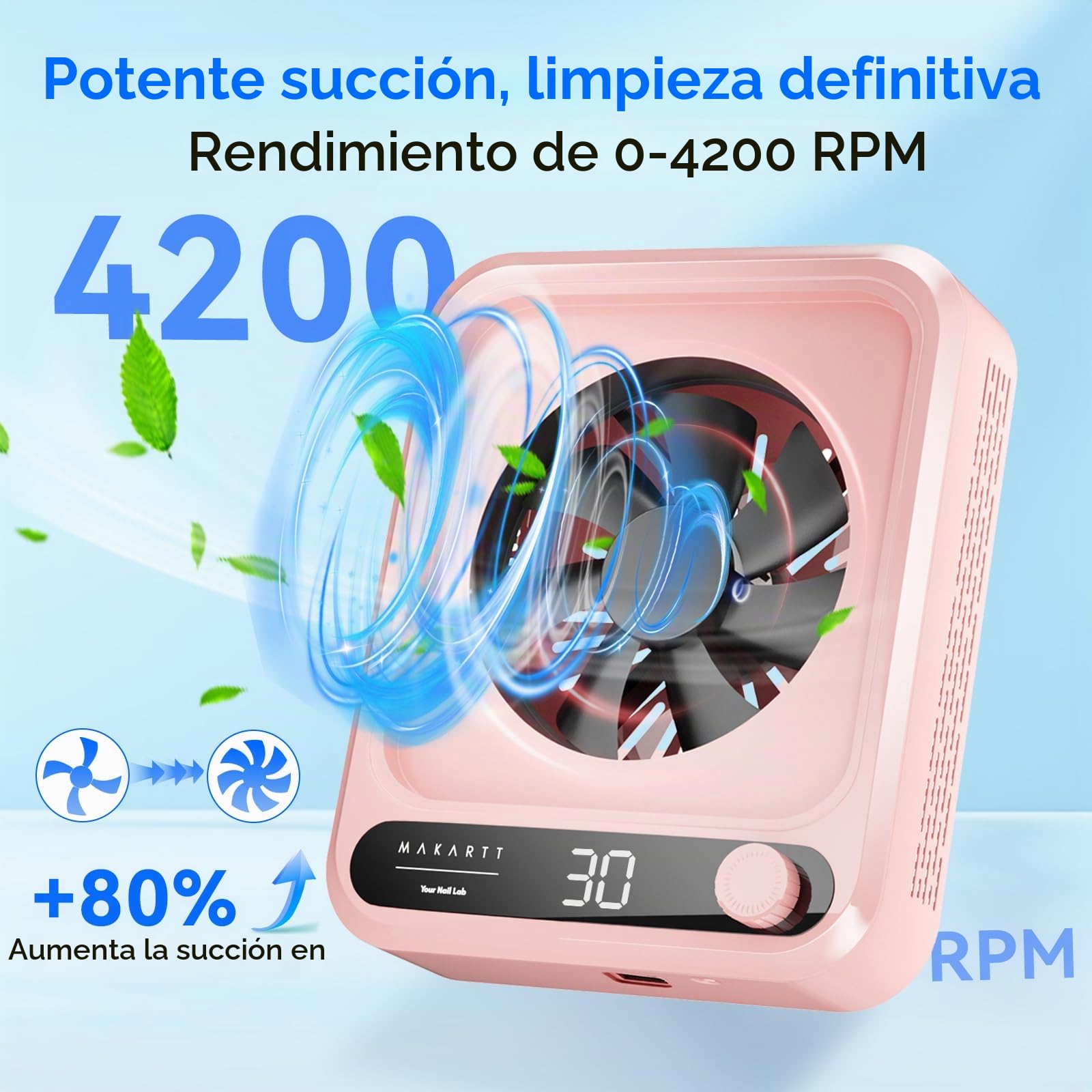 Makartt Larina Professional - Aspiradora de uñas con pantalla LED
