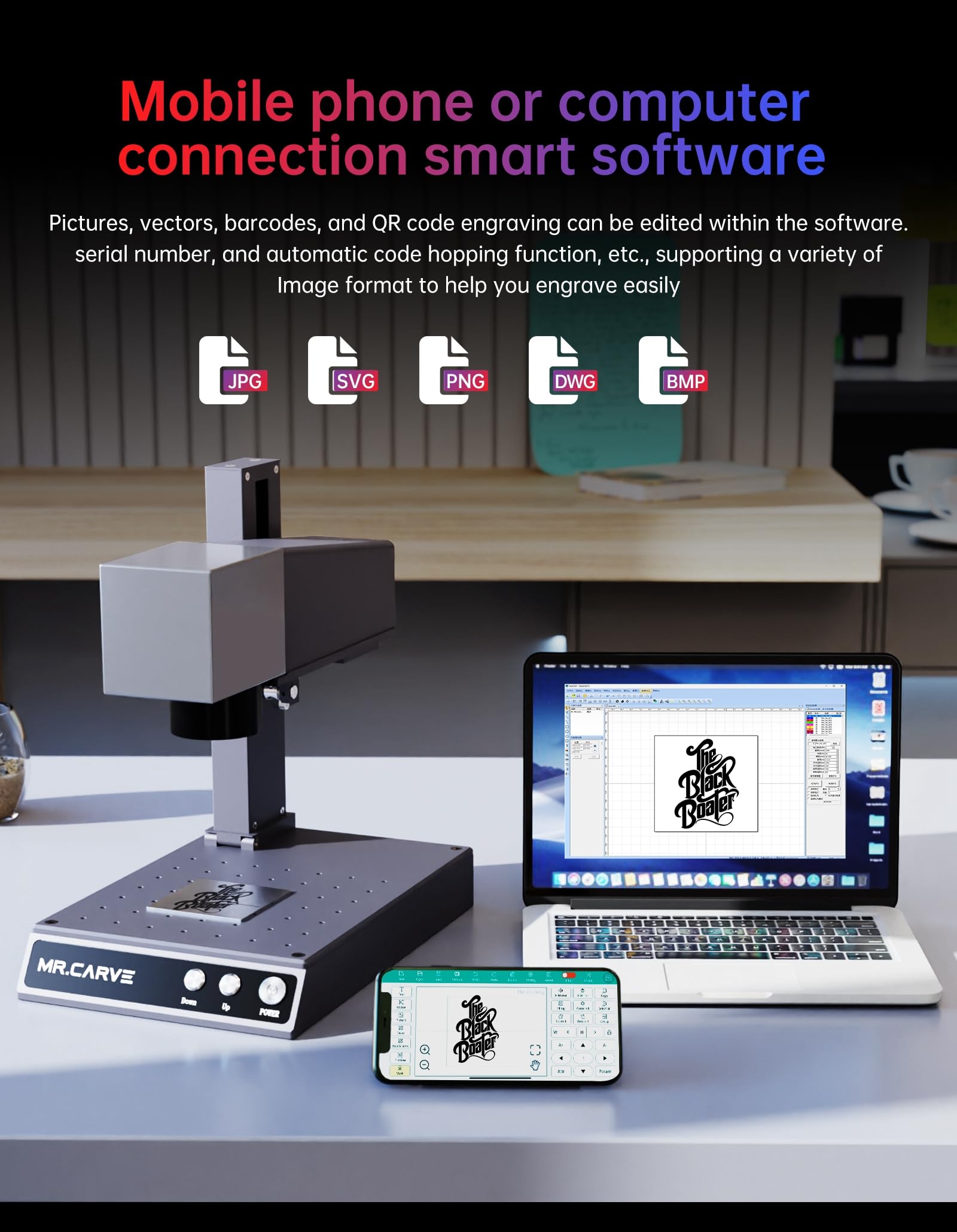 Máquina de Grabado Láser, M1 Pro Mini Grabador Láser de Escritorio Máquina de Grabado Láser Portátil Máquina de Marcado, para Área de Grabado de Metales (70X70mm)