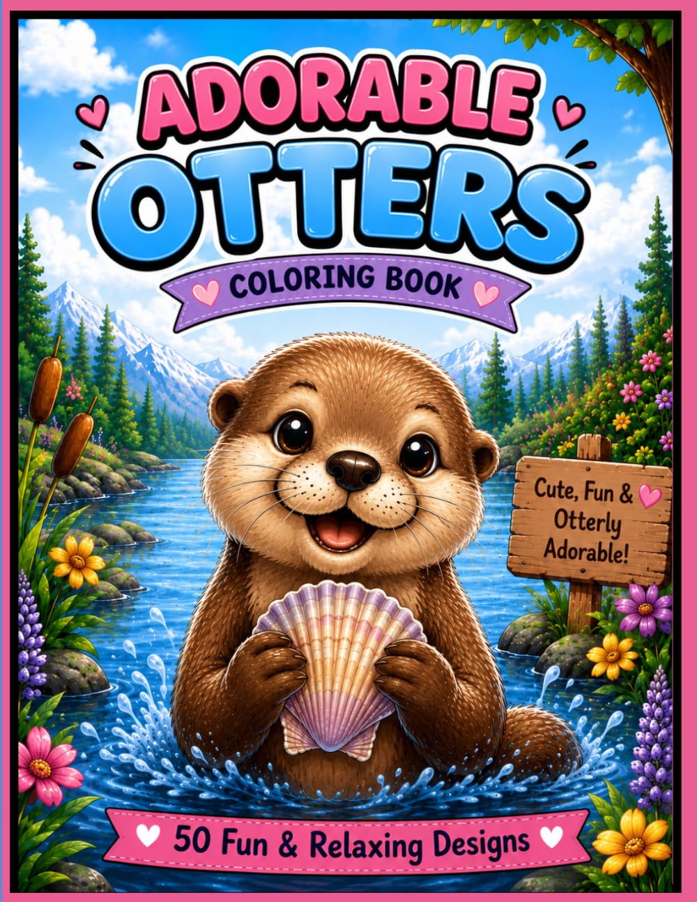 Adorable Otters Coloring Book: 50 Cute & Easy Animal Coloring Pages, Bold and Simple Designs for Kids, Teens & Adults, Fun, Relaxing Otter Adventures