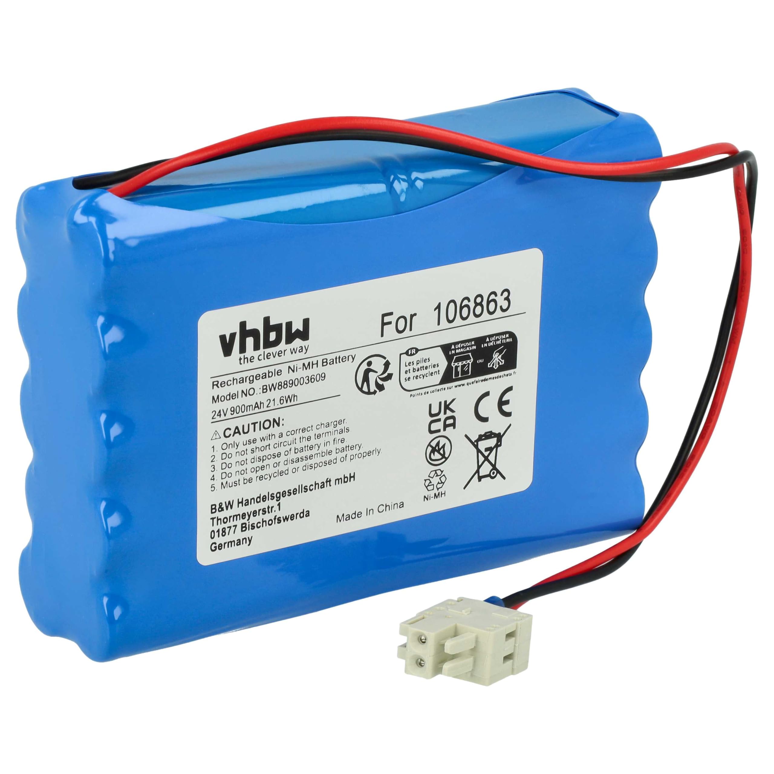 vhbw batteria sostituisce Geze 25020, 106863, 20KR15/48, 80100404, 4894128192794, 51526 per porta elettrica scorrevole (0,9Ah, 24V, NiMH)