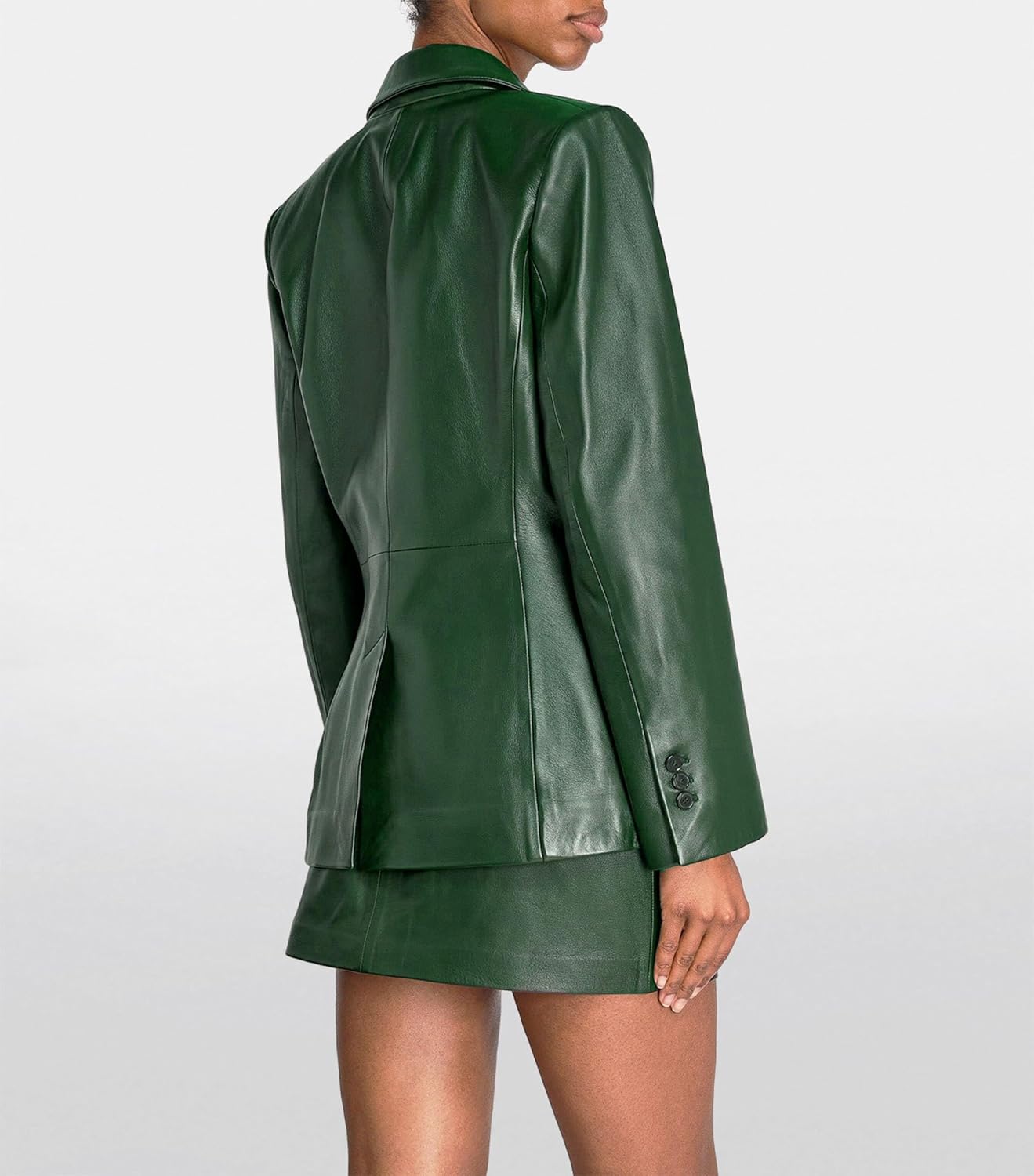 Brown 2-Button Lambskin Leather Blazer Women - Casual Coat Long Sleeves Suit Style Leather Jacket Women