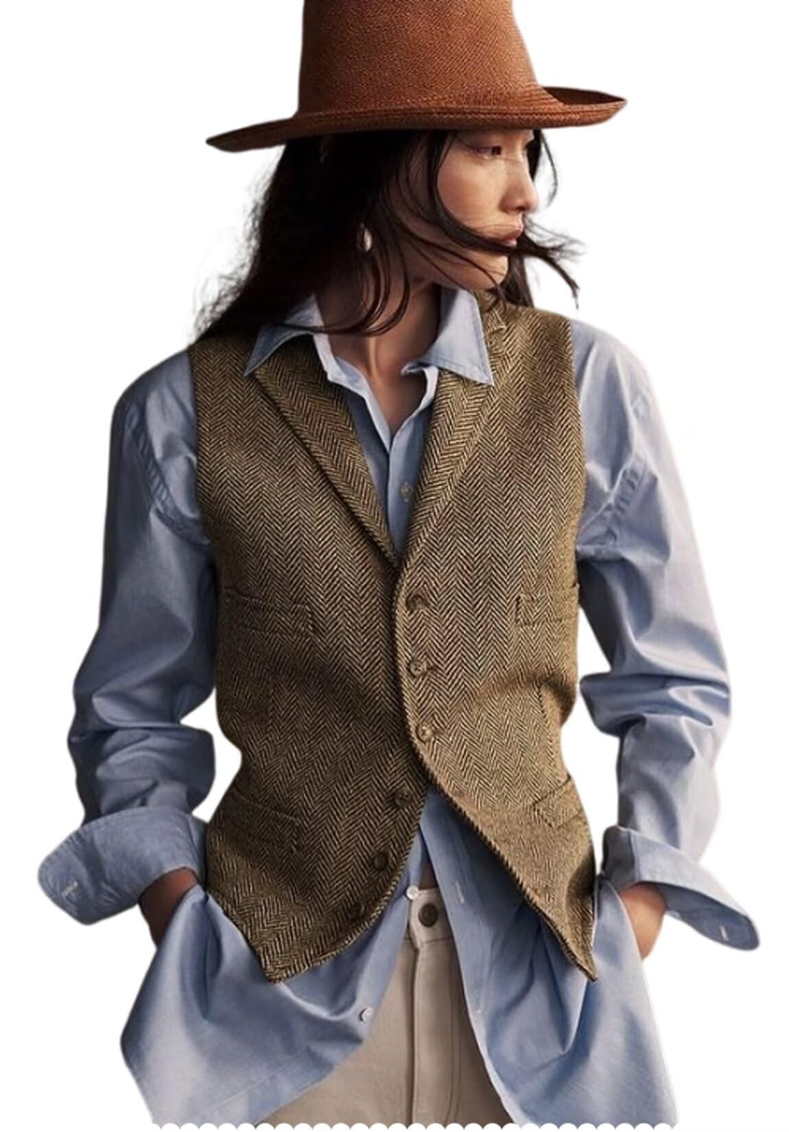 Womens Herringbone Tweed Waistcoat