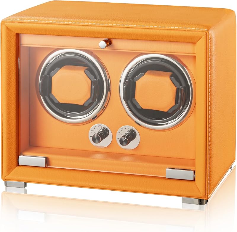 Watch Winder for 2/4/6/9 Automatic Watches, high-end Leather Making, Super Quiet Mabuchi Motor, Two Power Modes, Built-in led Lights
