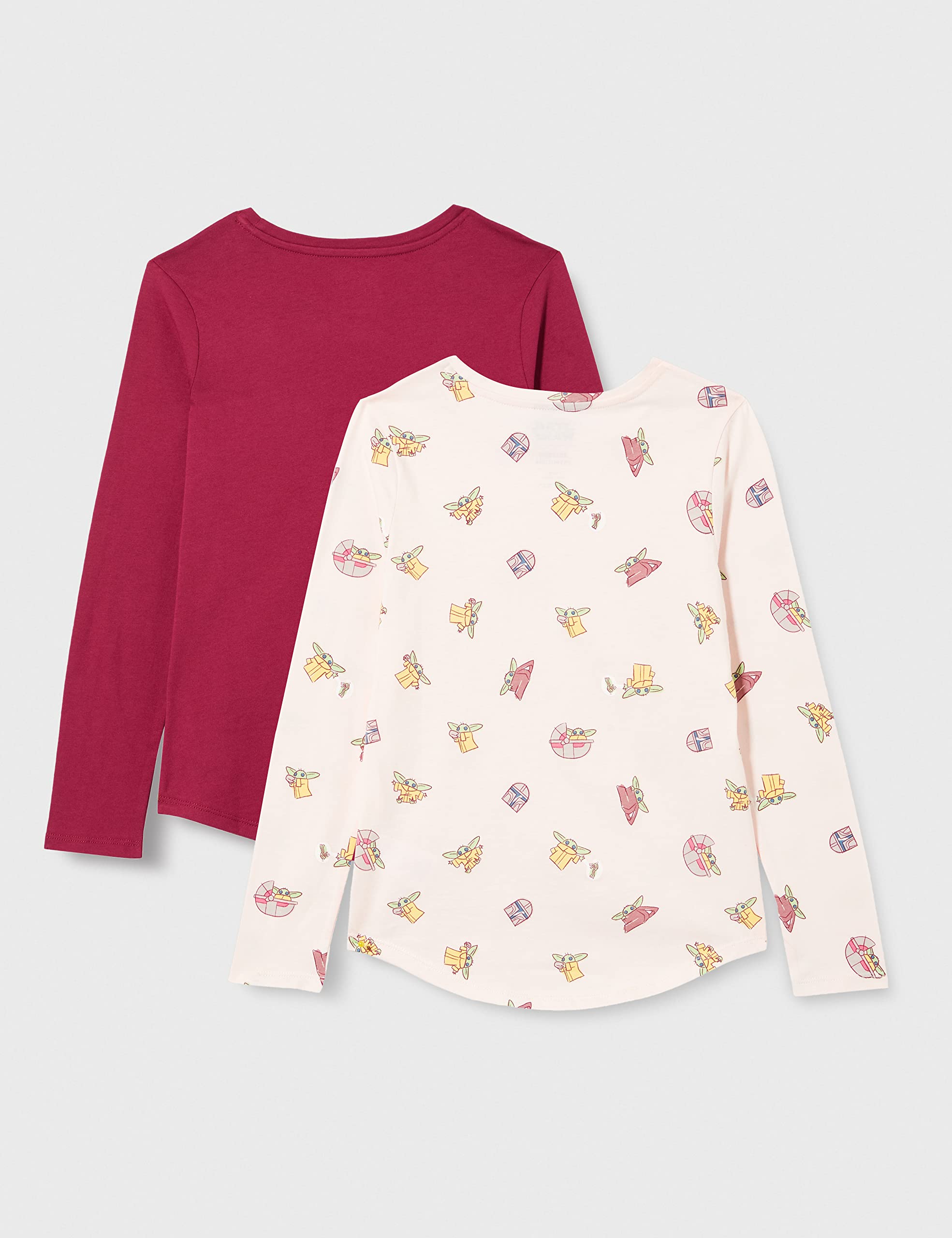 Amazon Essentials Disney | Marvel | Star Wars | Frozen | Princess T-Shirt a Maniche Lunghe Bambine e Ragazze, Pacco da 2