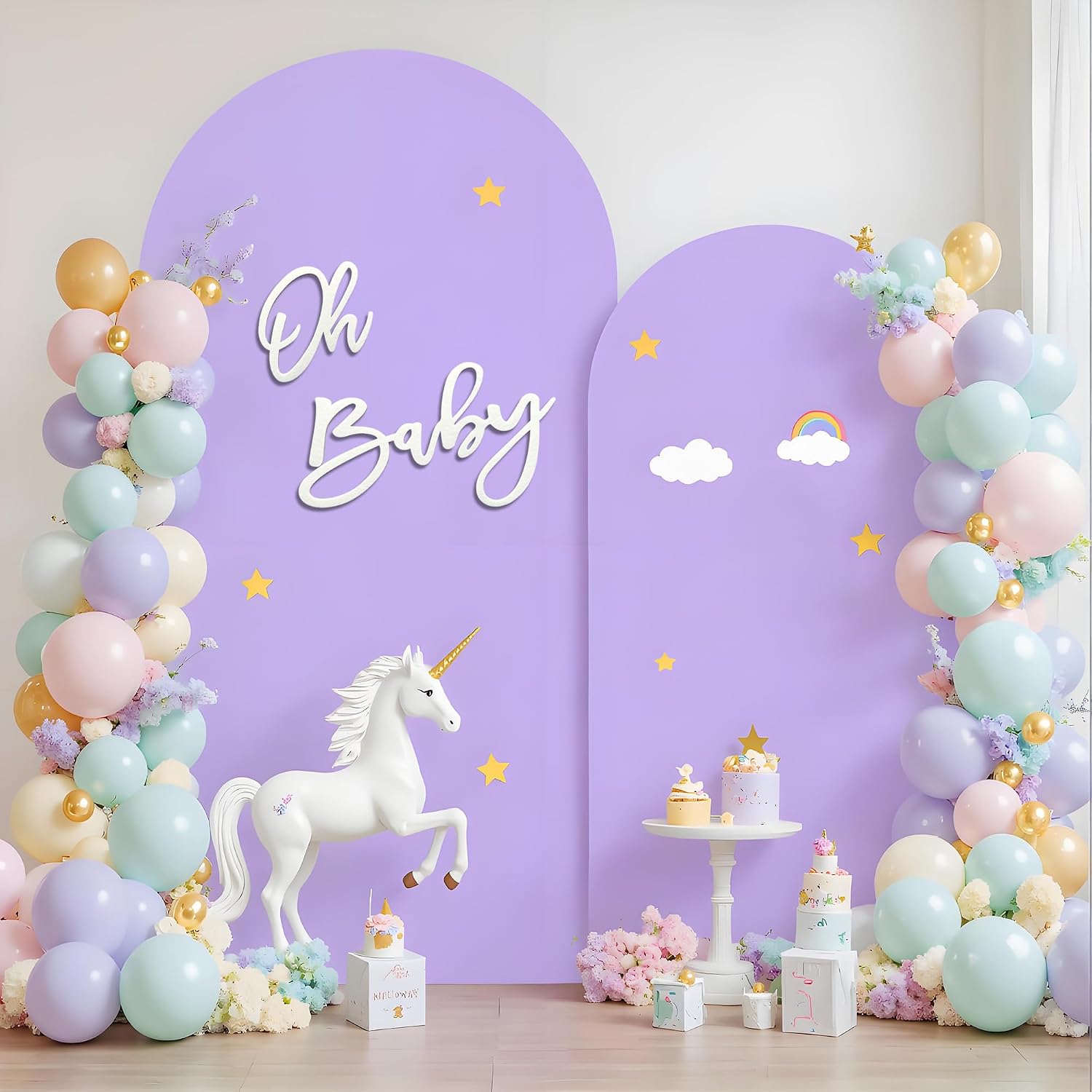 Oh Baby Sign for Backdrop - Premium Felt Baby Shower Letter Sign, Photo-Ready Decor for Gender Reveal, 1st Birthday & Arch Backdrop, Easy to Install & Reusable Party Decoration - White