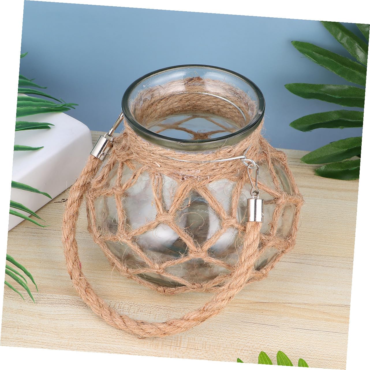Vaso a cilindro decorativo per coltura Jarrones Decorativos Para Vaso decorativo per matrimoni con corda verde contenitore per piante trasparente supporto conchiglia
