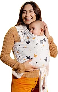 Moby Baby Wrap Carrier Featherknit for Newborns to Toddlers (8-33lbs), Infant Sling Carrier, Lightweight & Hands Free Design, Adjustable for All Body Types (Disney's Mickey Mouse All Ears)