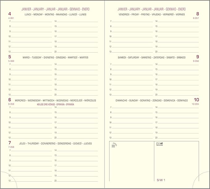 Exacompta - 16840E - Recharge Agenda Semainier De Poche Temporel 16