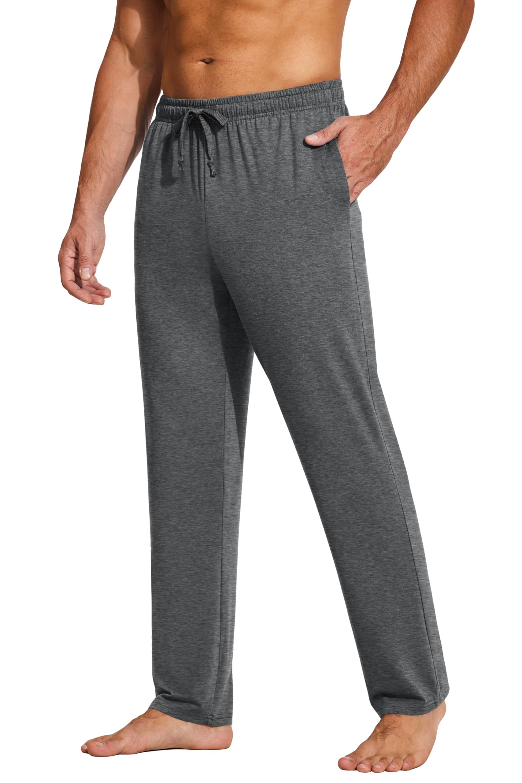 COOFANDY Men's Yoga Sweatpants Lightweight Open Bottom Lounge Pants Casual Drawstring Sweat Pants with Pockets