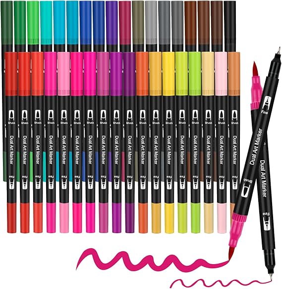 ABEIER Dual Tip Colouring Pens Brush Pens, 100 Felt Tip Pen Art Markers