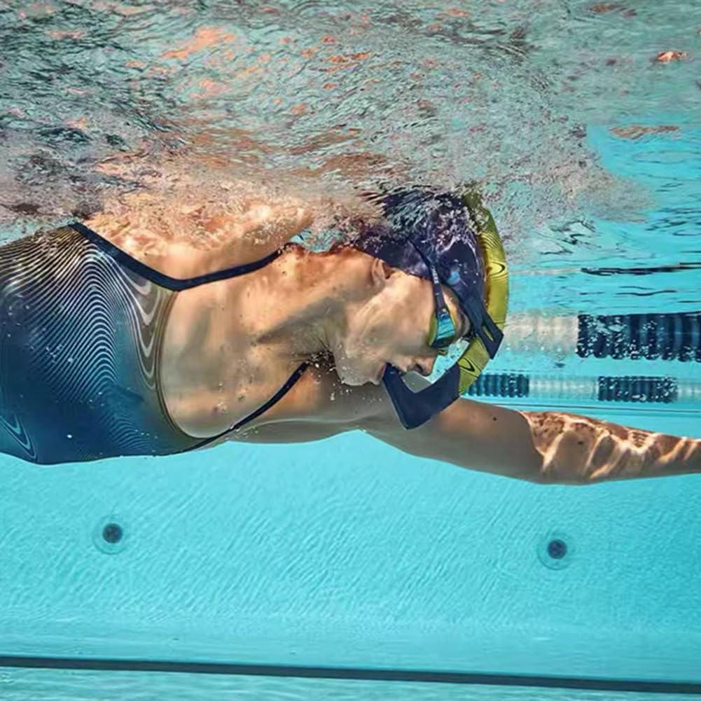 Tubo di respirazione frontale per adulti Freestyle nuoto boccaglio tubo con montaggio centrale, bocchino in silicone blu