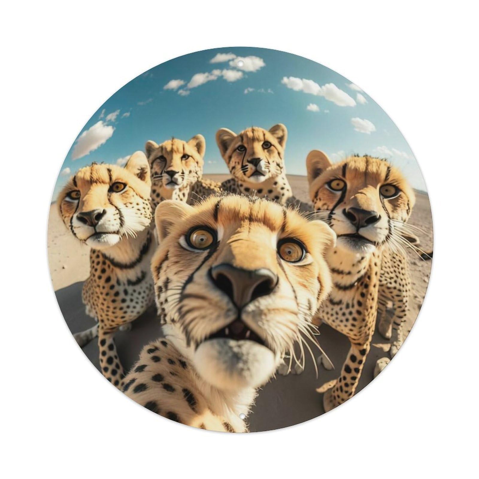 Funny Animals Cheetah Family Selfie Metal Tin Sign