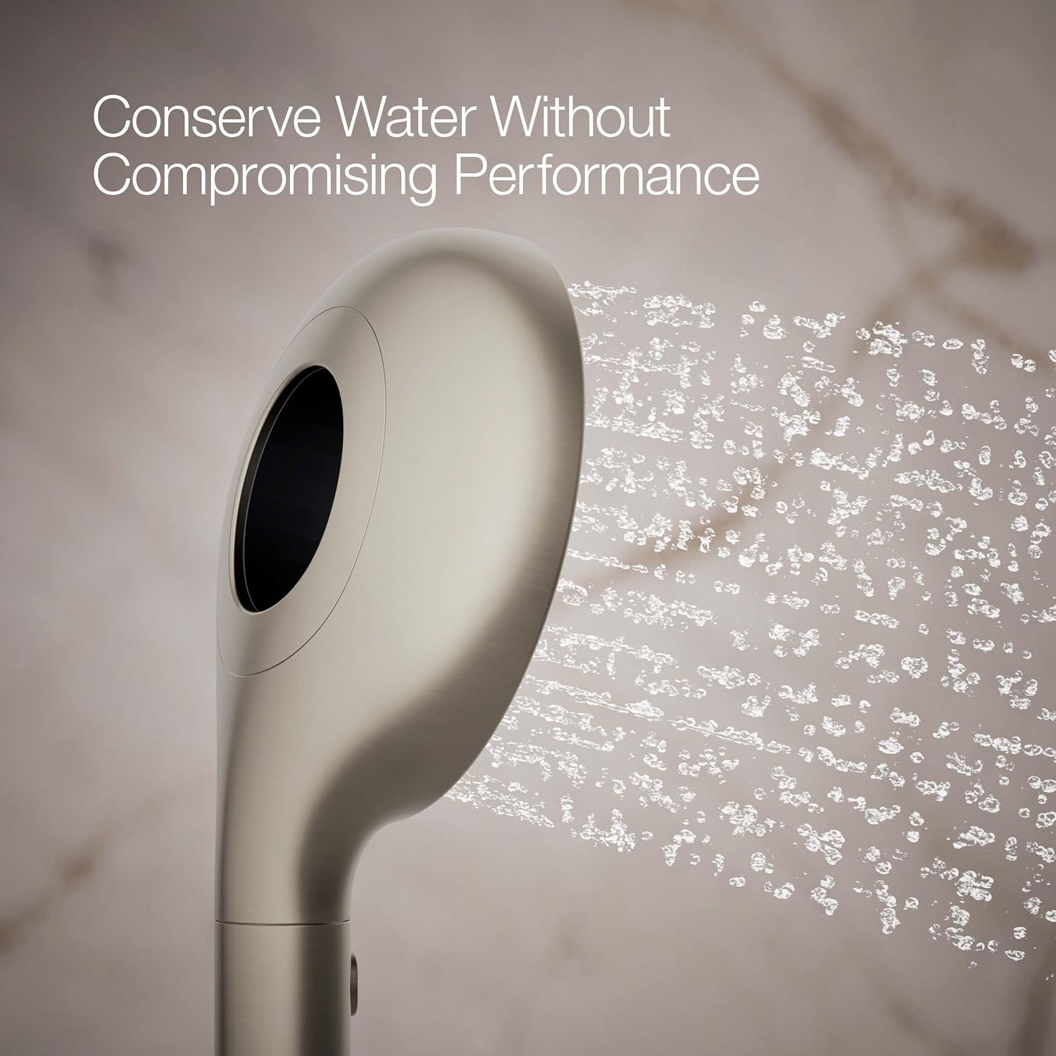 KOHLER K-28681-Y-BN SpaViva Two-Function Handheld Showerhead, Round High Pressure Shower Head, Compatible with SpaViva Cleansing Device, 2.5 GPM, Vibrant Brushed Nickel