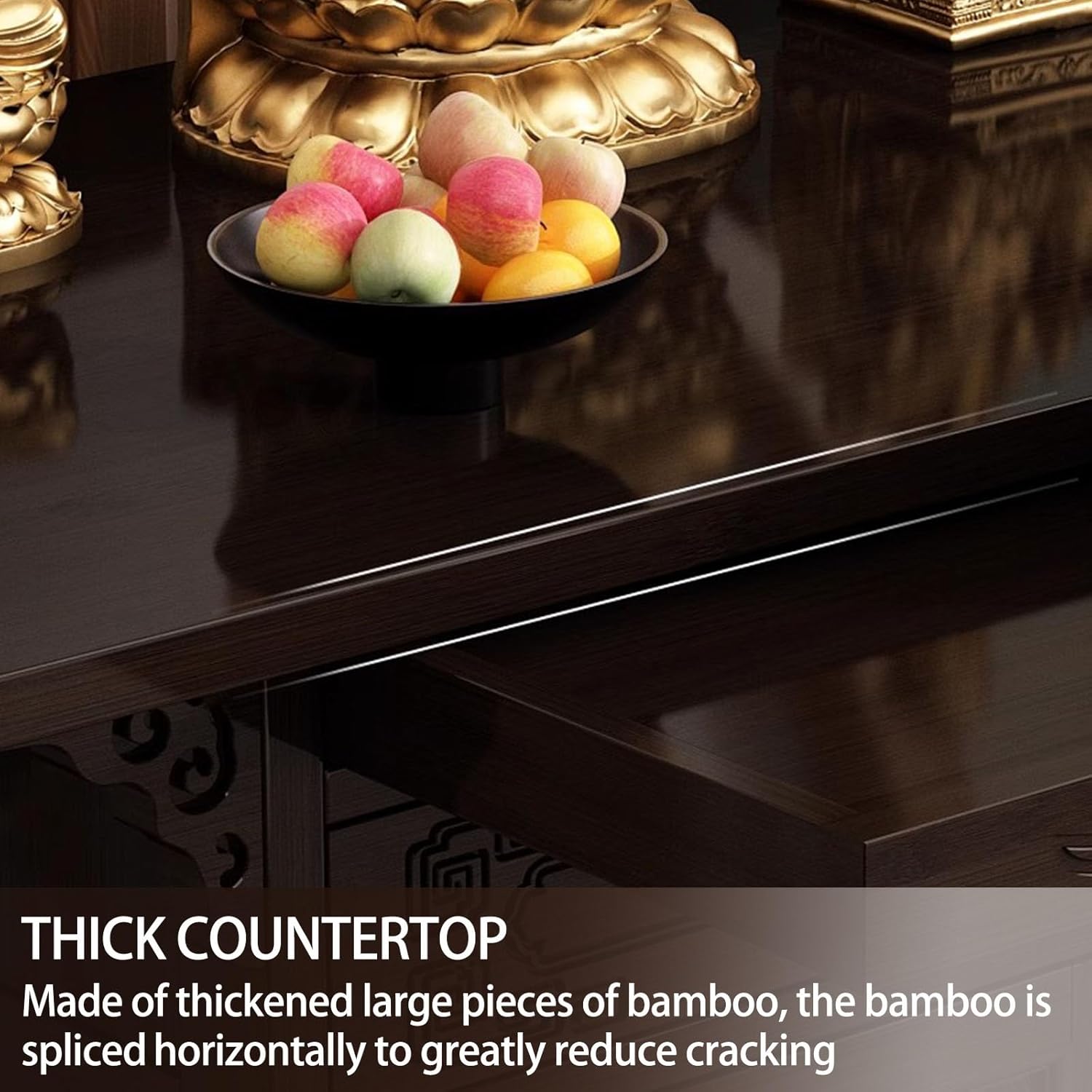 Bamboo Personal Altar Table with Storage, Meditation Table with Drawer,Chinese Cabinet Pedestal for Small Spaces,puja Tables of Altar Cabinet(66cm/26in)