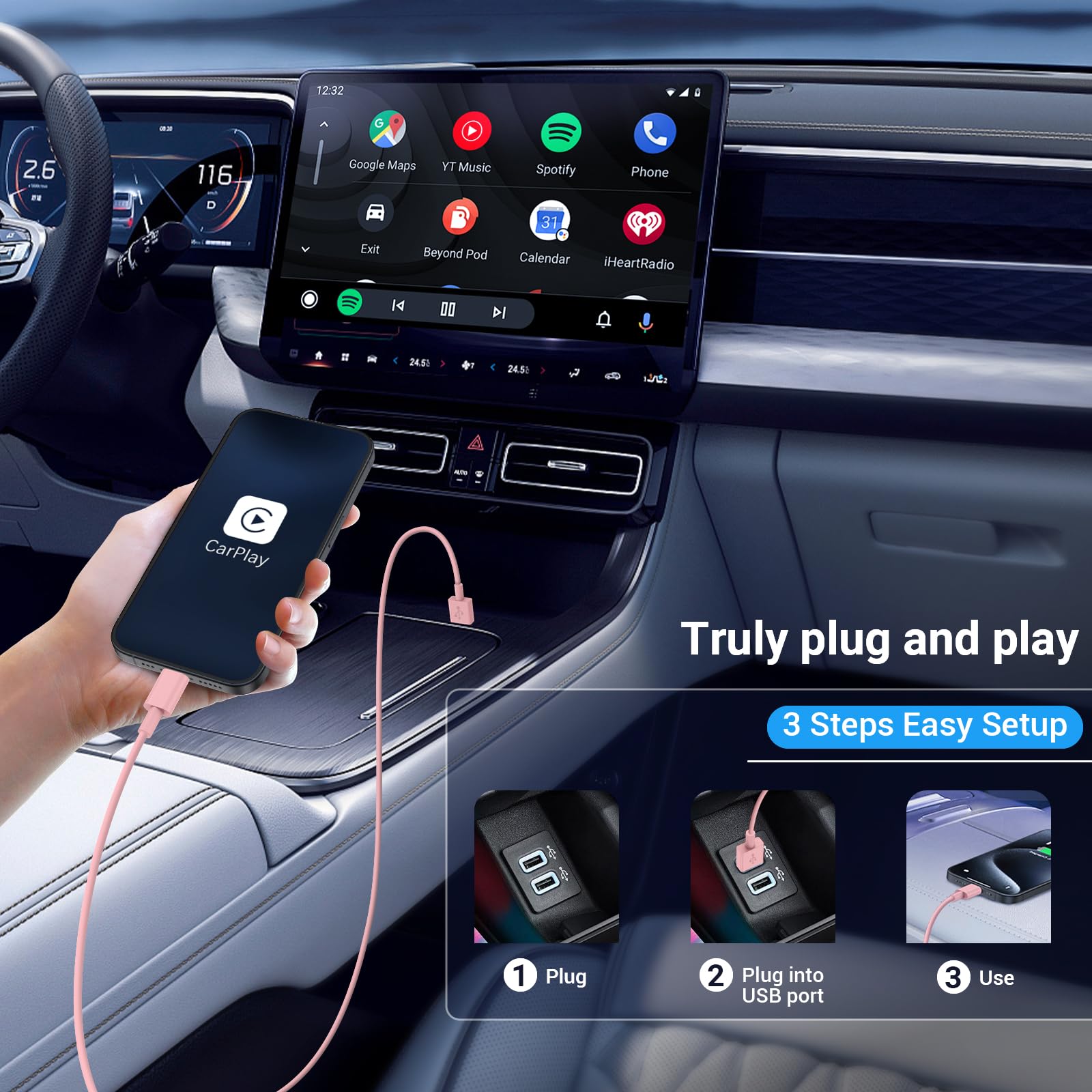 Cavo USB Type-C per iPhone 15 16 Pro Max,60W Cavi USB Tipo C Ricarica Rapida [2M 2Pezzi] Cavo USB C iPhone Originale CarPlay per 15 16 Plus,iPad Pro/Air/Mini/Samsung S25 S24 S23 S22-Rosa