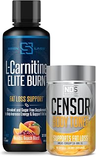 Censor NDS Nutrition Fat Loss-Body Toner with CLA (90 Softgels) & Siren Labs L-Carnitine Elite Burn Fat Loss Support Malibu Beach Blast 3000 mg (32 Servings)