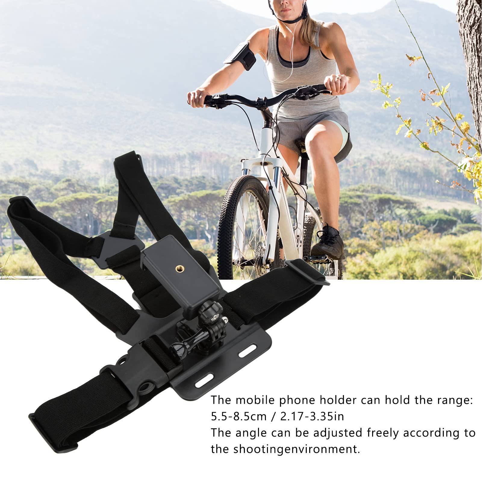 YUYTE Cellphone Selfie Chest Mount Harness Strap for Action Camera, Universal Phone Holder with Detachable Stand