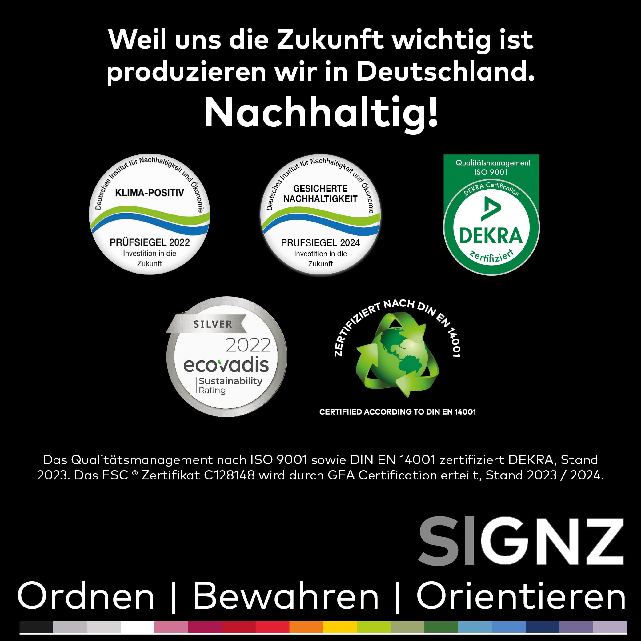 SIGNZ Rejestr DIN A4, 31-częściowy, 3 sztuki, bardzo mocne przekładki, neutralne pod względem emisji CO2, wyprodukowano w Niemczech