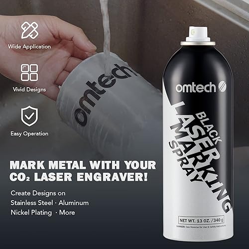 Miniatura 6 de OMTech Spray de marcado láser, líquido de marcado láser de metal para grabadores láser de CO2, 4 x 13 onzas para grabado láser negro, tinta láser