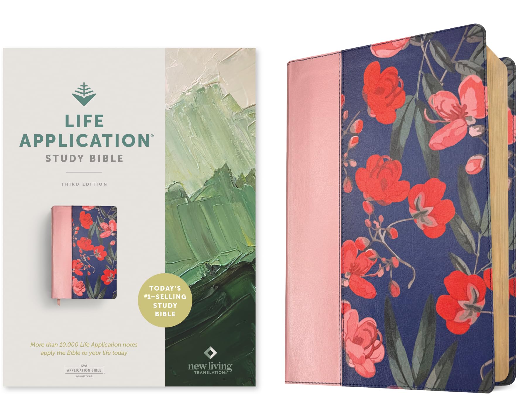 Holy Bible: New Living Translation Life Application Study Bible, Red Letter, Leatherlike, Pink Evening Bloom Imitation Leather – 8 August 2023