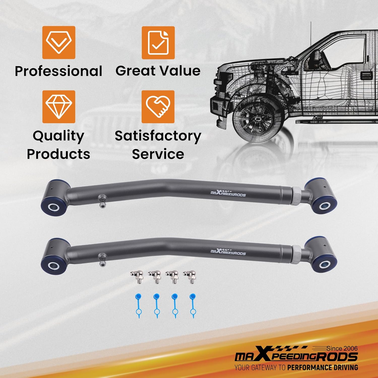 maXpeedingrods 2-4" Adjustable Front Lower Control Arm for Jeep Wrangler JL JLU Gladiator JT 2018-2023