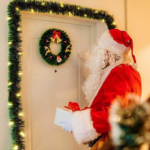 Miniatura 9 de Paquete de 2 guirnaldas de Navidad con luces, total de 38 pies, 80 luces LED, largas preiluminadas para escaleras, barandilla, chimenea, chimenea,