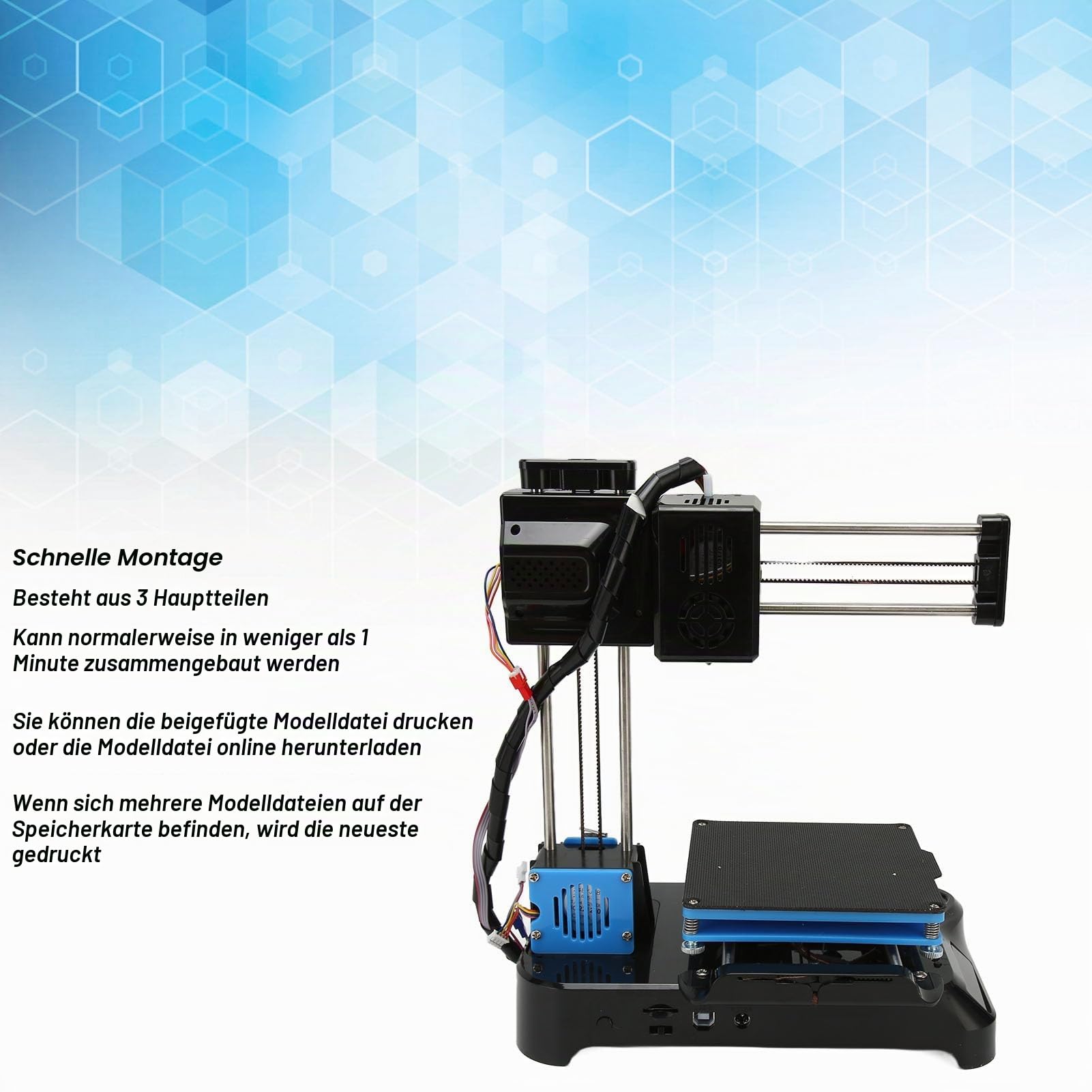 FDM -3D-Drucker für Anfänger und Kinder, Neue Verbesserte Extruder-Technologie, Druckvolumen 10 X 10 X 10 cm, 3D-Druckmaschine für 1,75 Mm PLA TPU (EU-Stecker)