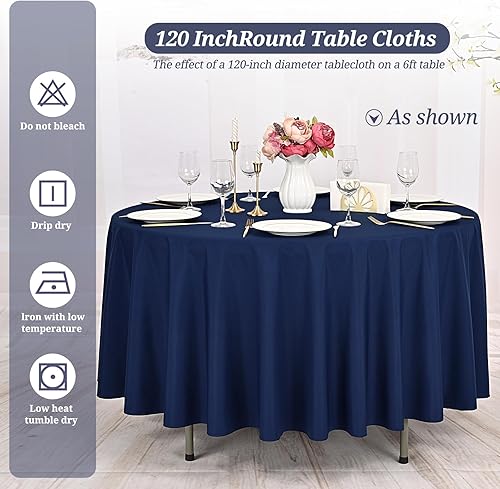 Miniatura 76 de Pesonlook Paquete de 4 manteles redondos blancos de 90 pulgadas, mantel de poliéster para mesas redondas, mantel lavable, resistente a las manchas