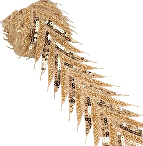 Miniatura 7 de Cinta de encaje con cuentas de encaje negro apliques de lentejuelas encaje de malla de flecha de encaje para coser, decoración de ropa