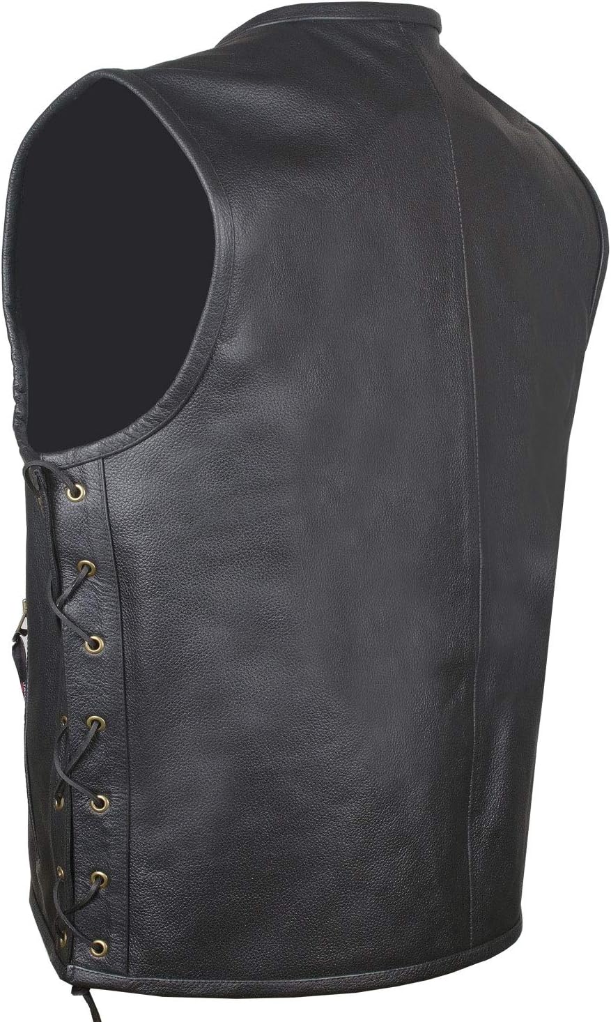 Men's Motorcycle Buffalo Leather Gun Pocket Armor Biker Club Vest Side Laces L : Automotive