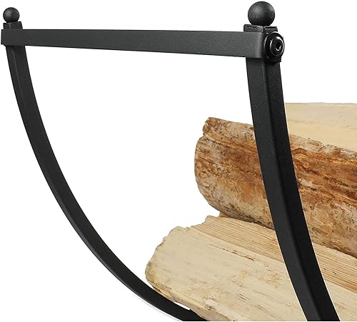 Miniatura 3 de Juvale Estante curvo de leña de 3 pies para interior y exterior (negro)