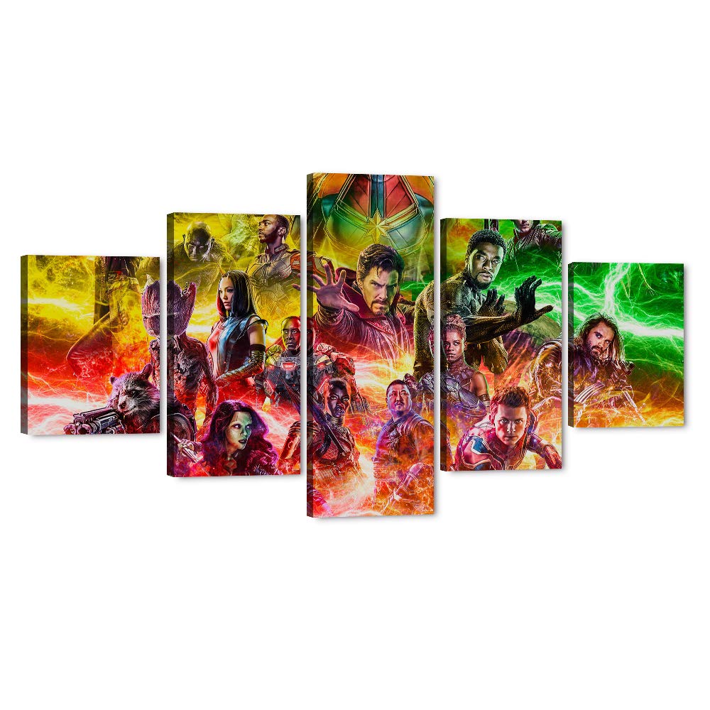 5 Piece Marvel Avengers Canvas Wall Art, Large Movie Superhero Canvas