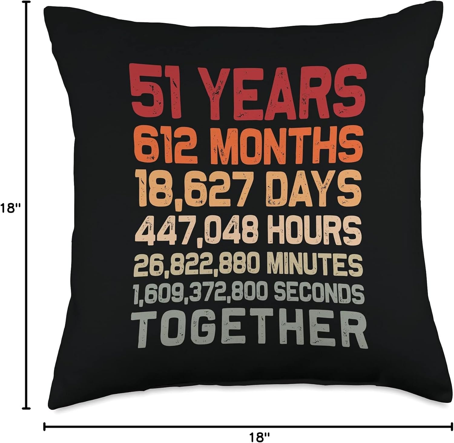 Retro 51 Years Together Cool 51st Couple Wedding Anniversary Throw Pillow