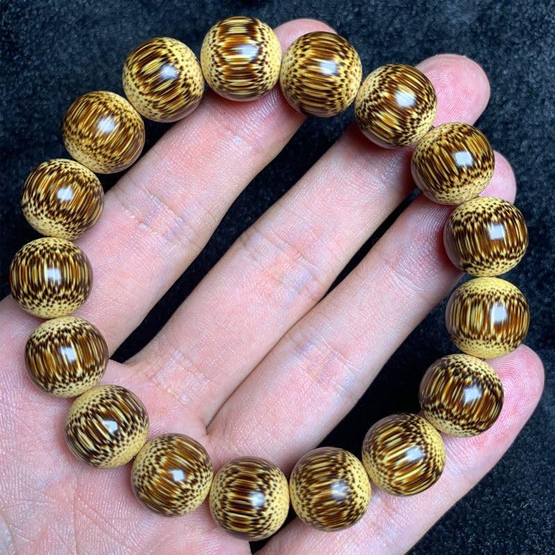 Bracelet en bambou marron anti-stress avec perles de 12 mm