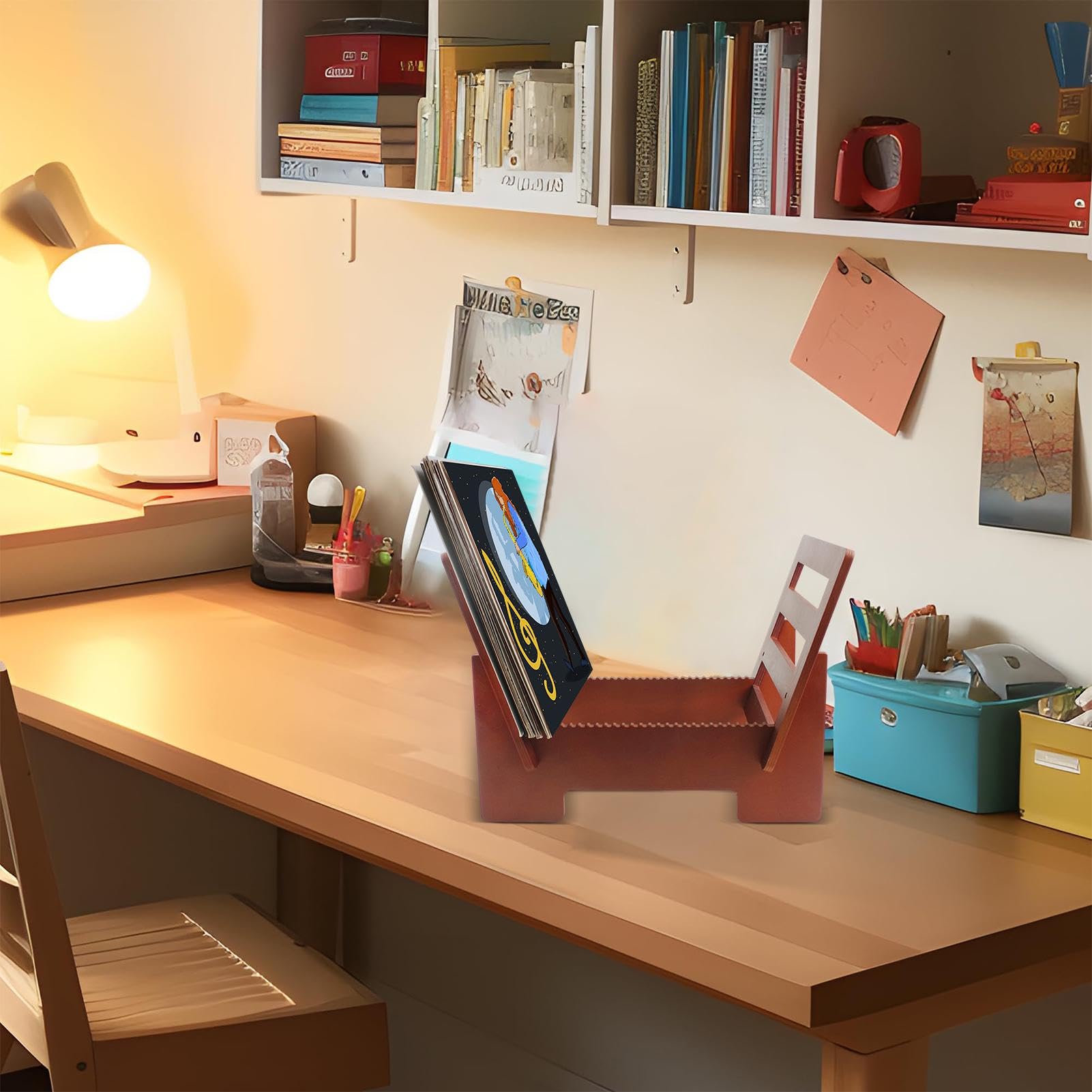 Espositore in legno per album in vinile, elegante contenitore per album e collezioni musicali, decorazione per la casa
