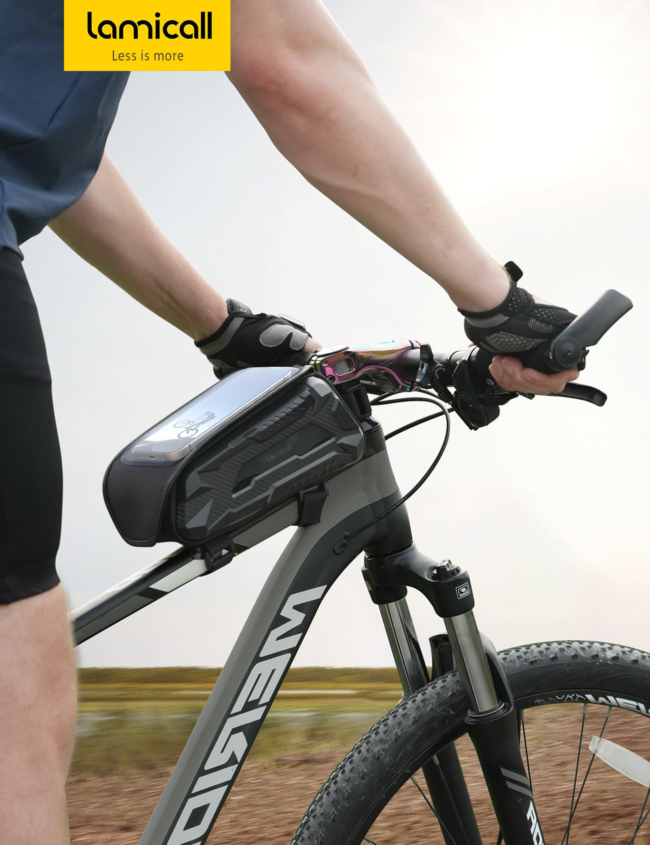 Lamicall Borsa Telaio Bici Impermeabile 1.6 L Capacità, Porta Cellulare Manubrio con Touch Screen TPU per Smartphone Fino a 7"