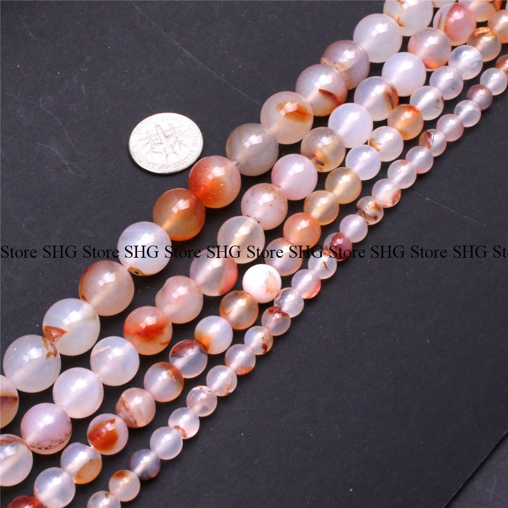 8mm Natural Red Leaf Carnelian Beads 15 Inch Strand, Round Smooth Gemstone Stone Beads for Necklace Bracelet Jewelry Making DIY Crafts