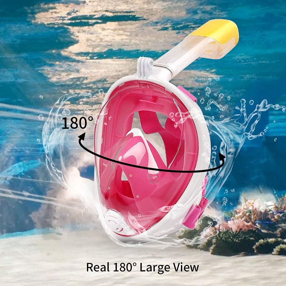 Olpad Snorkel/Diving/Scuba Mask Combo/Set/Gear, with Tempered Glass Anti-Fog Lens, for Snorkeling, Swimming and Scuba/Surface Diving (Pink (L/XL)) 1