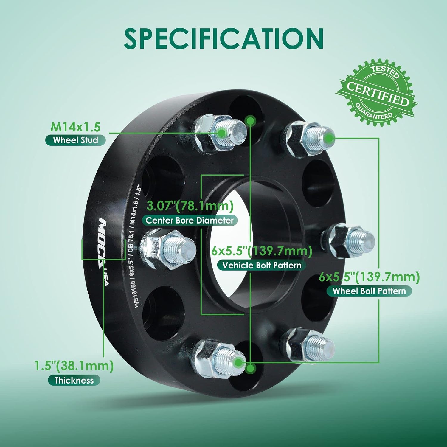 MOCA 2PCS 1.5" Wheel Spacers 6x139.7 to 6x139.7mm Bolt Pattern 78.1mm Hub Bore fit 92-22 for Chevrolet Silverado 1500, 95-21 for Tahoe, 07-13 Avalanche, 15-21 Suburban, 03-14 Express 1500