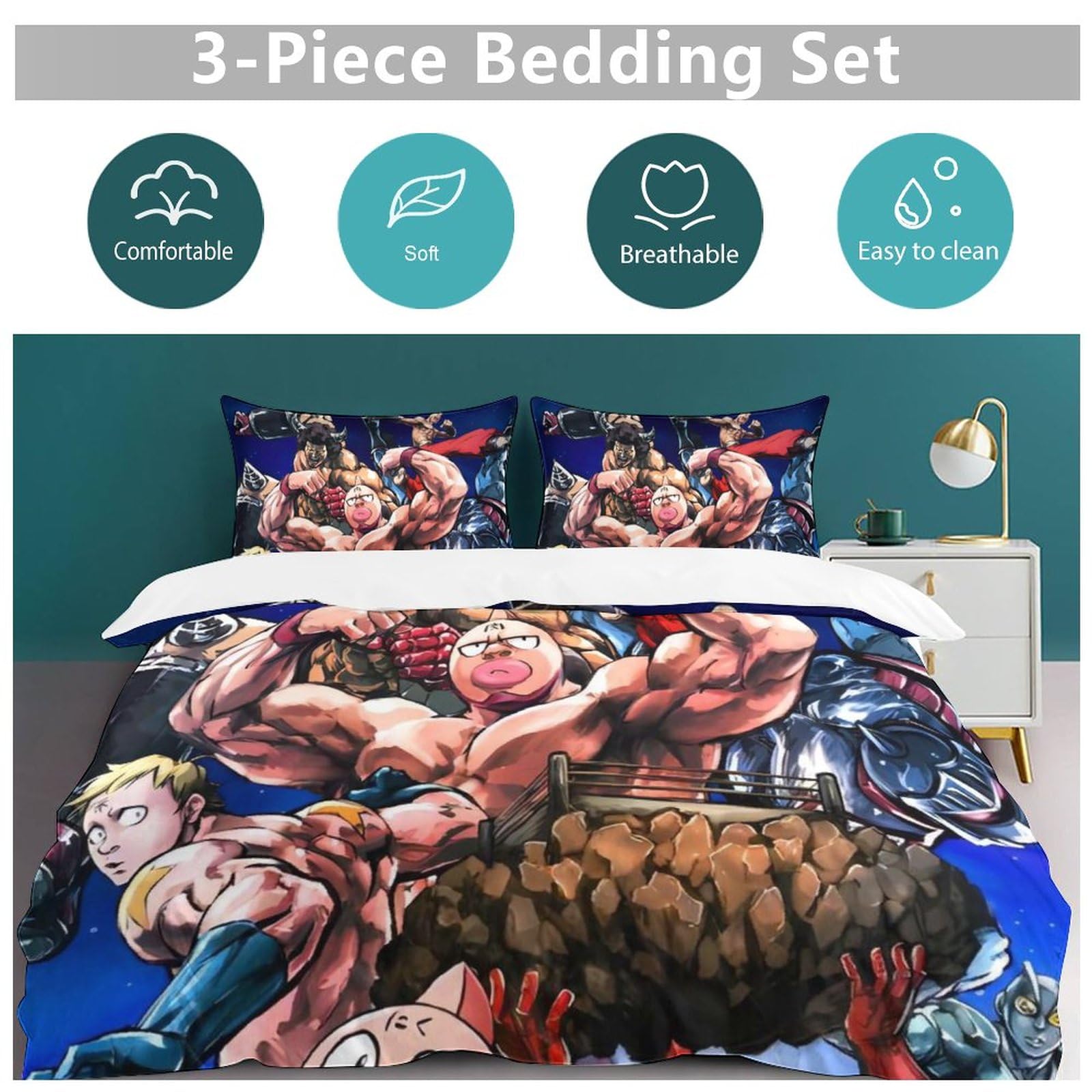 Amazon｜キン肉マン (6) 寝具 3ピース ンベッドスプレッド 枕カバー
