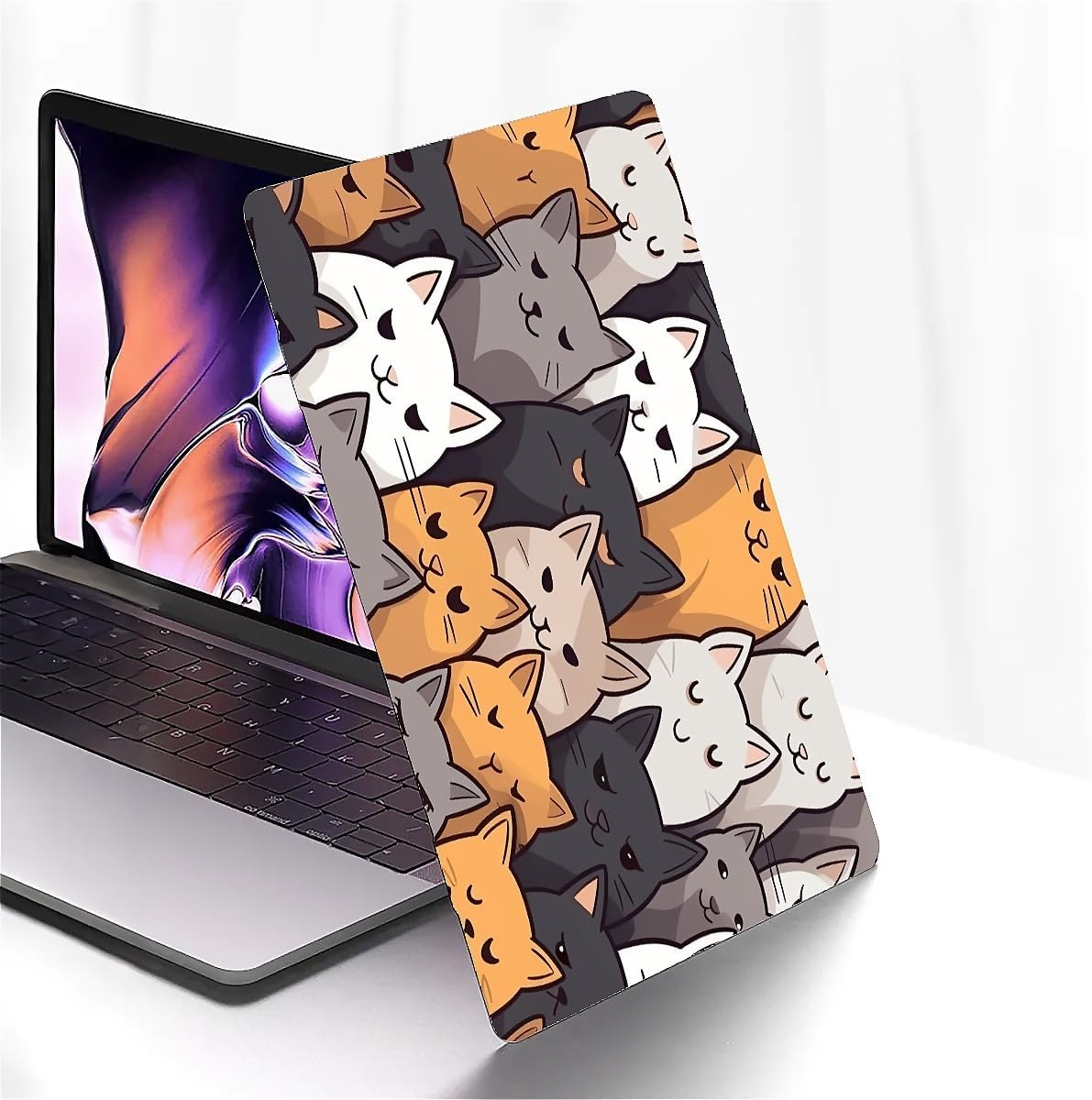 Compatible with MacBook Air 13 inch Case 2020 2021 M1 A2337 A2179 A1932, Plastic Hard Shell Case for Mac Air 13 with Touch ID (2018-2021) - Cute Cartoon Cat