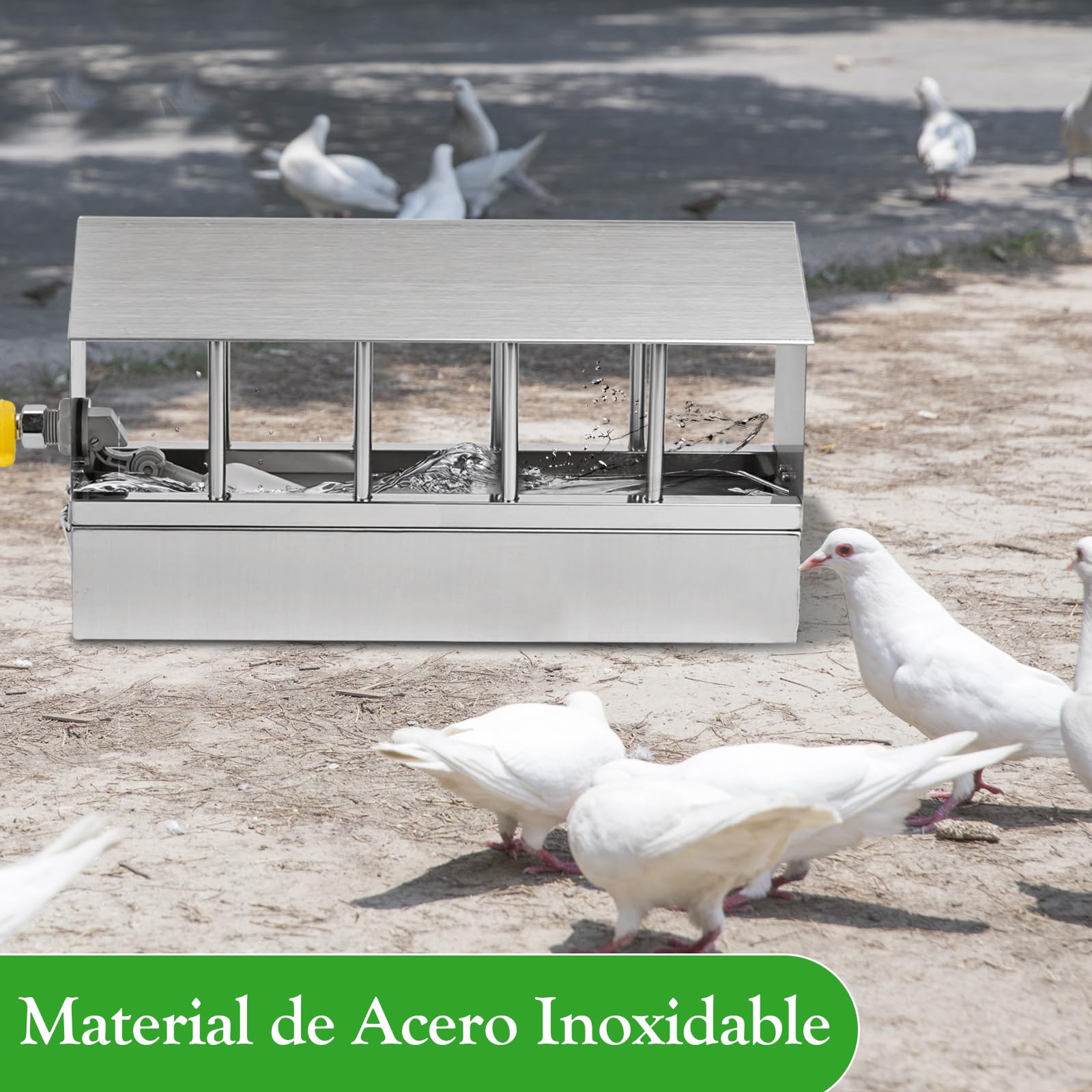 Dispensador automático de agua de pollo de acero inoxidable Bebedero de Palomas, Comedero AutomáTico Para PáJaros de Gran Capacidad, Bebedero de Pollos, Adecuado Para Codornices, Palomas