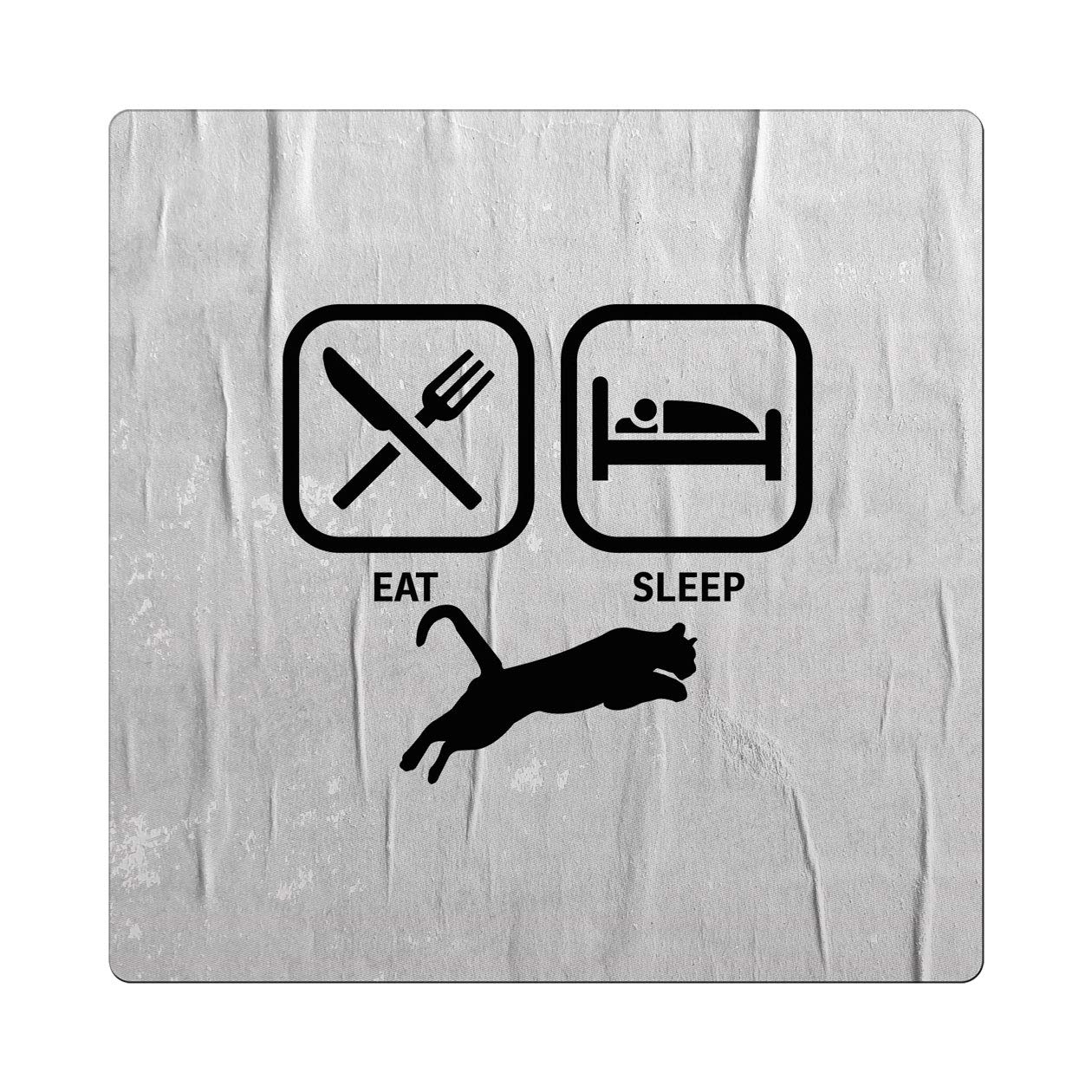 MakoroniEAT SLEEP COUGARS 4"x4" Ceramic Drink Coaster Trive w/Cork Backing, DesB33