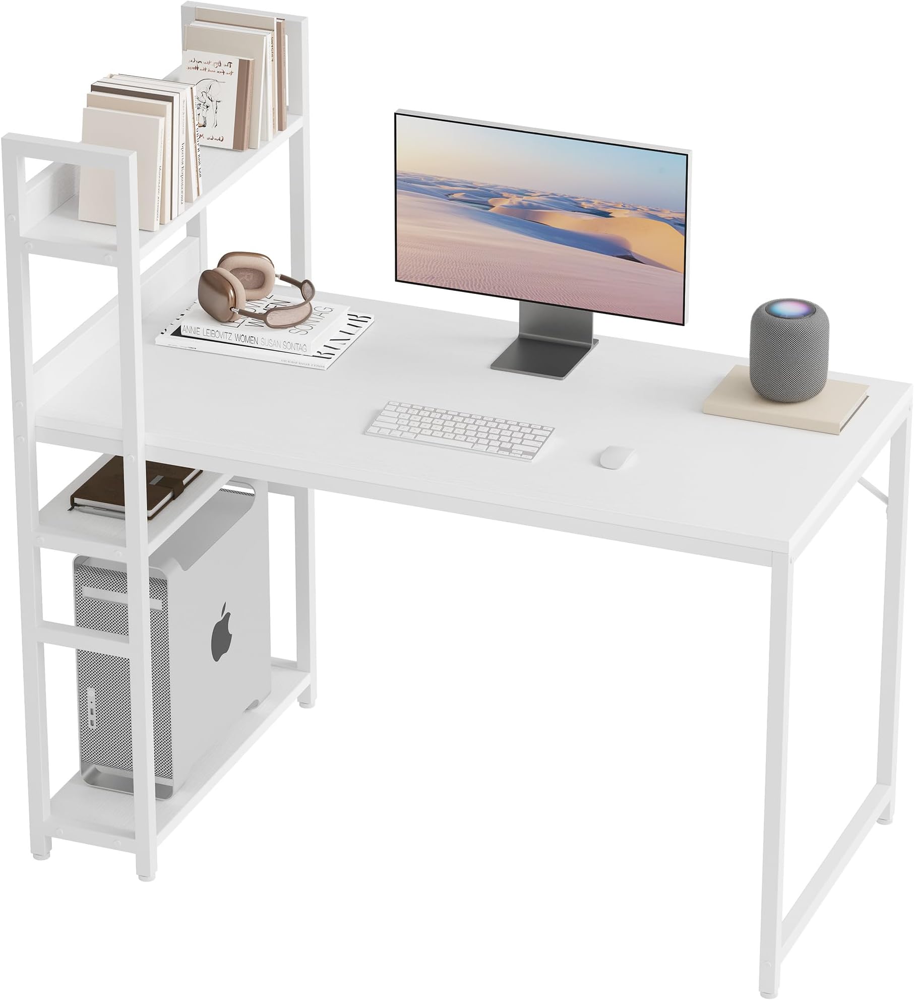 Bureau En L Avec étagère - Pour Ordinateur Et étude - Bois Et Métal, à Monter - 120cm