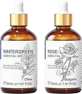 HIQILI Rose Essential Oil and Wintergreen Essential Oil, 100% Pure Natural for Diffuser - 1 Fl Oz