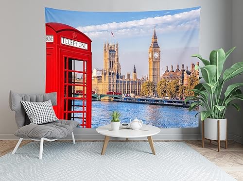 Miniatura 8 de BELECO Telón de fondo de tela de 8 x 6 pies de Londres Big Ben, casa del Parlamento de Inglaterra, cabina de teléfono roja, puente de Westminster,