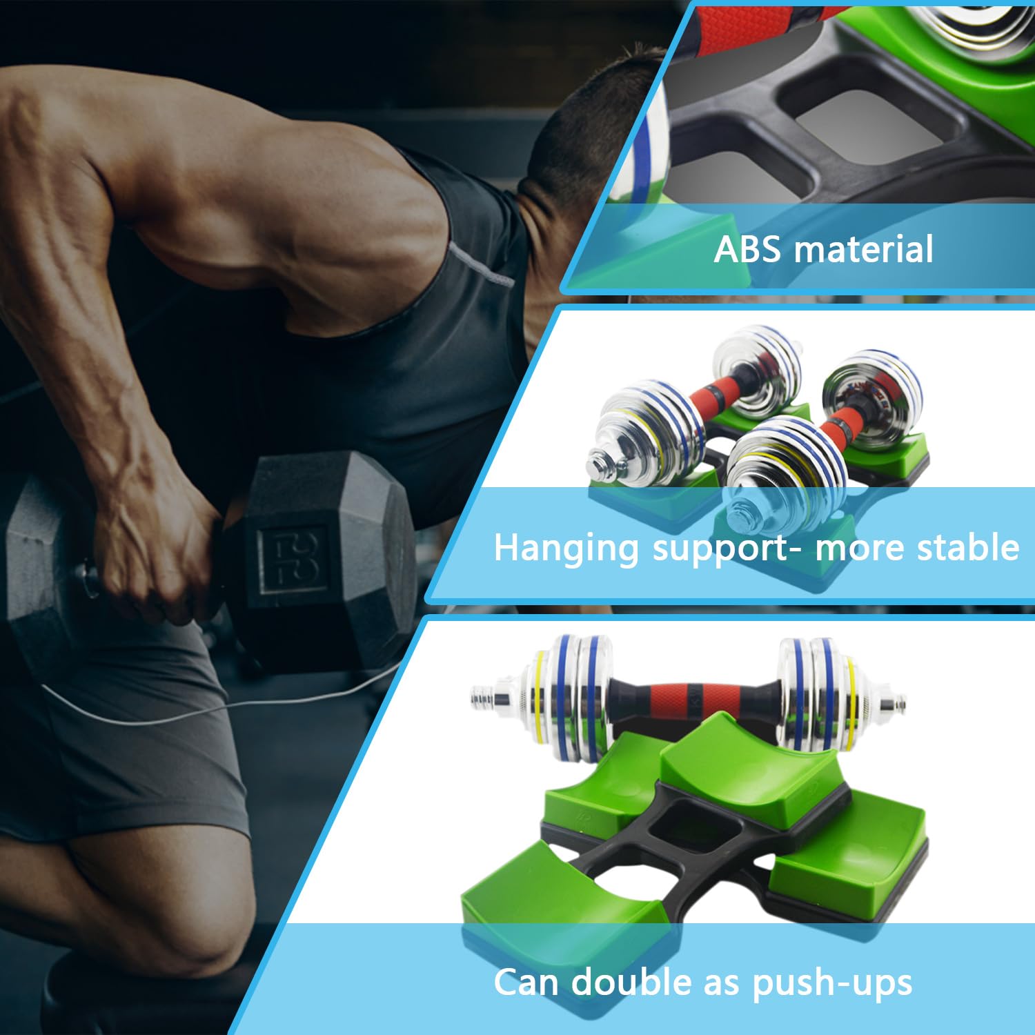 Support D'Haltère En ABS – Paire De Coussins De Protection – Capacité 60 Kg – Pour Rangement & Sol – Taille S (19,4 Cm)