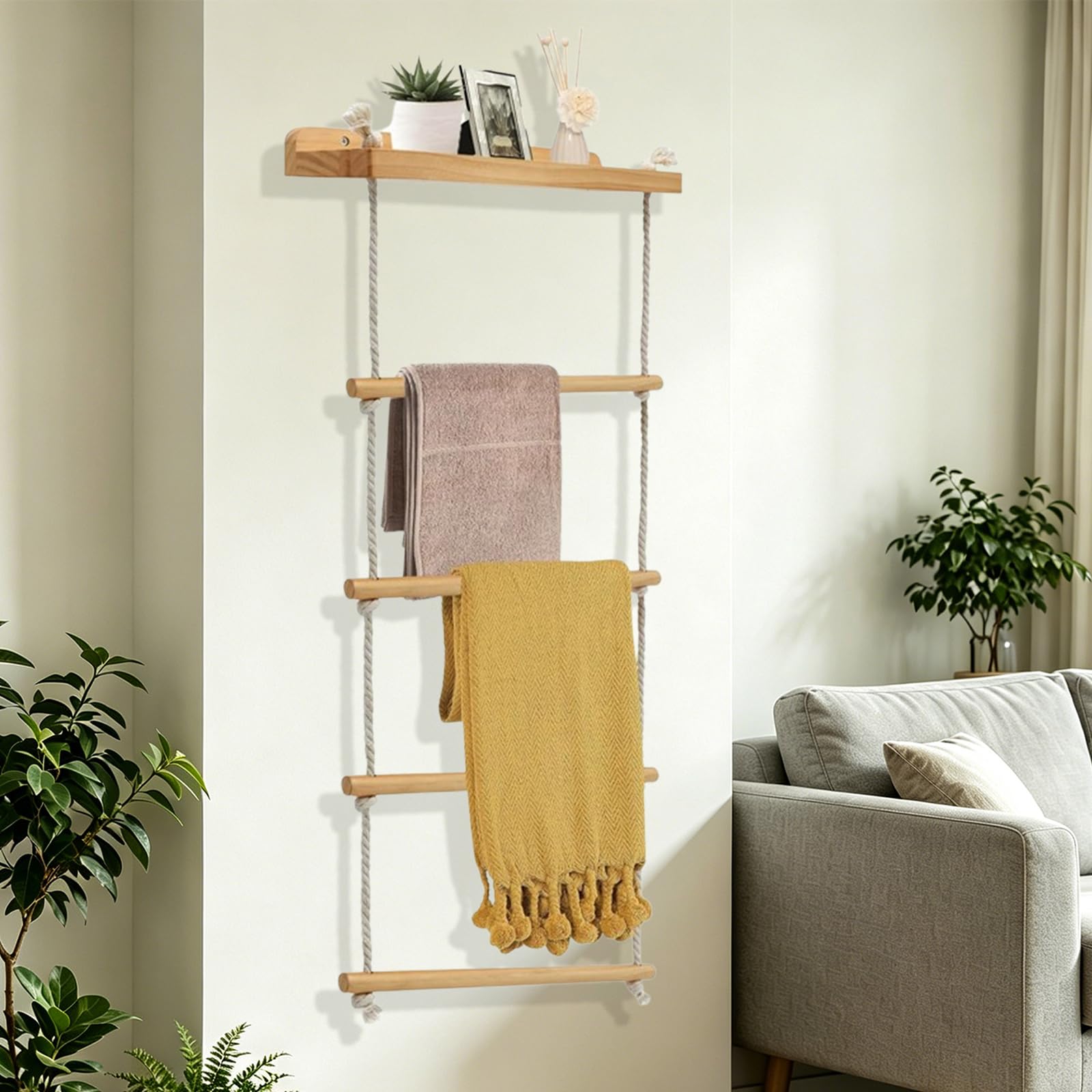 porte serviette en bois 5 niveaux