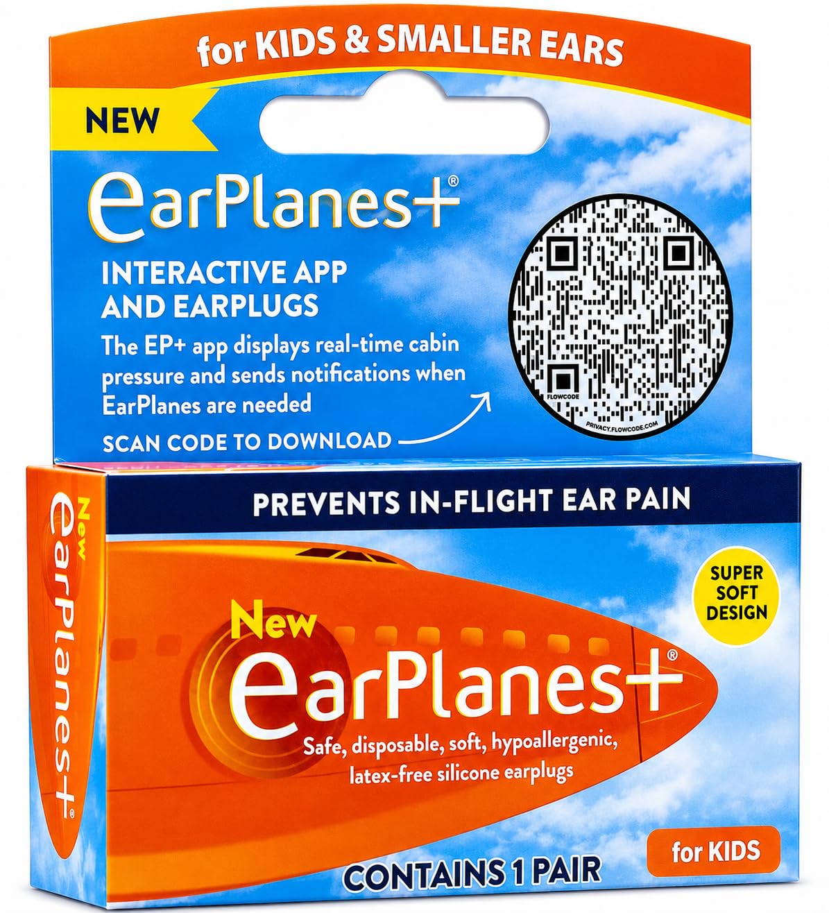 Kids Airplane Ear Plugs for Pressure Relief & Noise Reduction (20dB) | Soft Silicone Reusable Earplugs for Children | Safe & Comfortable Fit for Flying, Travel & Ear Pain Protection (1 Pair)-image-0